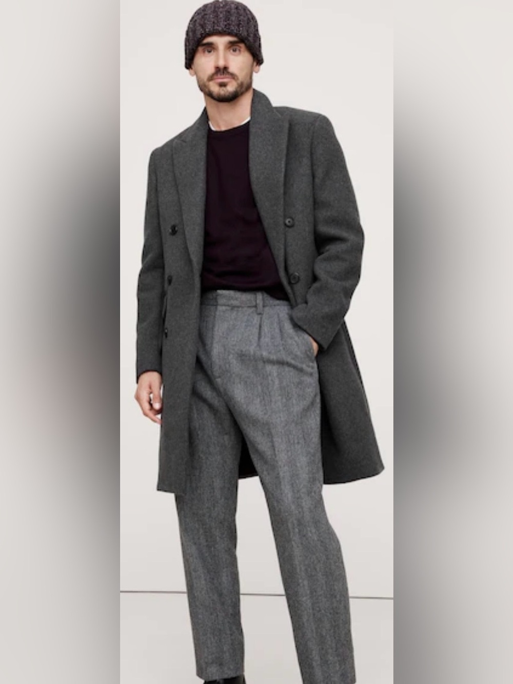 Banana Republic Timeless Black Wool blend topcoat NWT Men's size xl